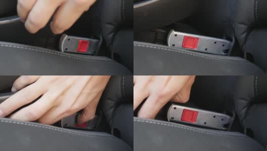 锁定助推器座位上的汽车支架慢动作视频高清在线视频素材下载