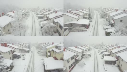 天线:冬天下雪的郊区小镇高清在线视频素材下载