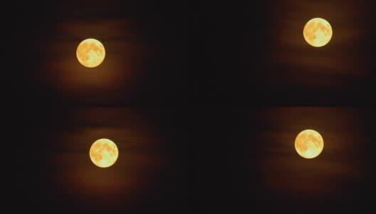 满月在薄雾中在黑暗的夜空背景上高清在线视频素材下载