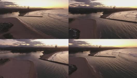 水口黄金海岸日落鸟瞰高清在线视频素材下载