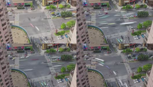 日光交通十字路口从上海屋顶延时4k时间高清在线视频素材下载