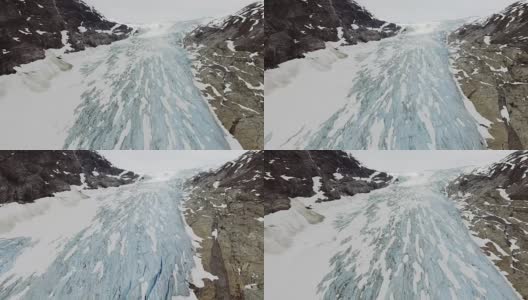 挪威Nigardsvatnet Jostedalsbreen国家公园的Fabergstolsbreen冰川鸟瞰图高清在线视频素材下载