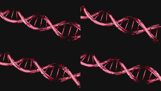 红色DNA分子结构分离在黑色上高清在线视频素材下载