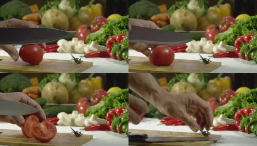 刀切西红柿高清在线视频素材下载