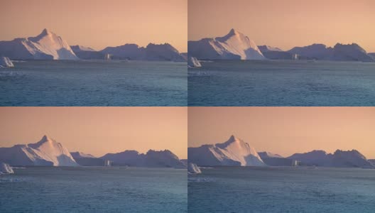格陵兰岛日落上的北冰洋冰山高清在线视频素材下载