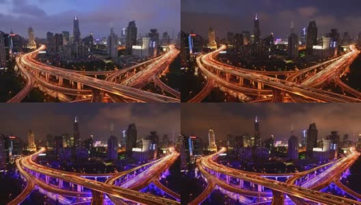 上海立交桥和高架路傍晚高清在线视频素材下载