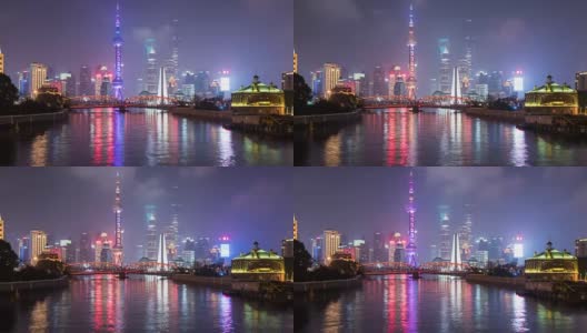 上海城市夜景，4k时间流逝高清在线视频素材下载