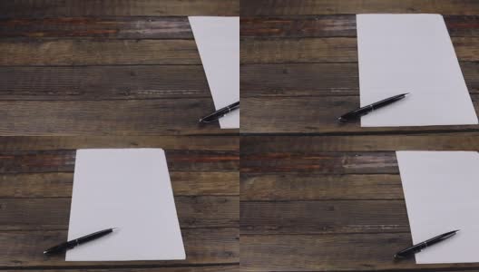 滑块运动，一支笔躺在一张空白纸上，有一个地方为你的文本高清在线视频素材下载