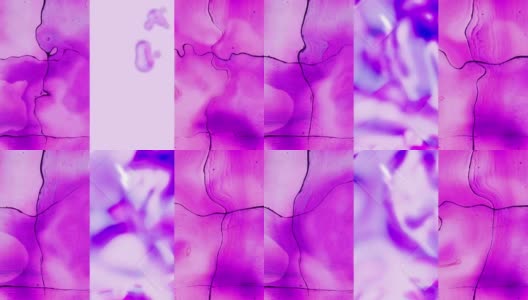 在垂直屏幕上波动的紫色液体的动画，在移动破裂的粉红色模糊高清在线视频素材下载