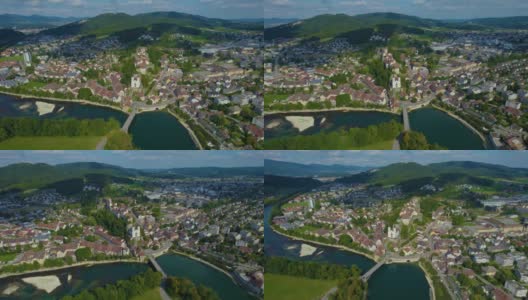 瑞士奥尔堡老城鸟瞰图高清在线视频素材下载