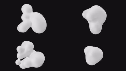 三维动画抽象光滑的液体形状。透明背景。抽象变形奶油白色形式呈现在UHD与阿尔法通道。4k无缝循环3D动画。高清在线视频素材下载