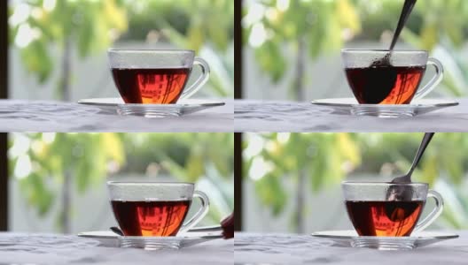 茶，水晶杯的热饮与蒸汽高清在线视频素材下载