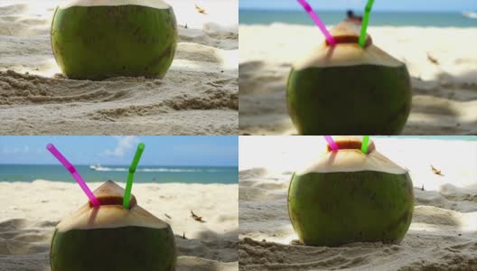 沙滩上的椰子帕通高清在线视频素材下载