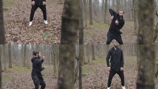 武术大师在春天的森林里练太极高清在线视频素材下载