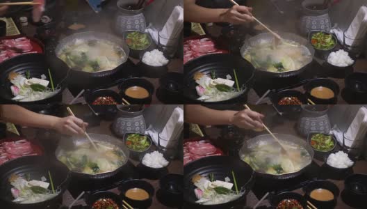 日式涮锅和素喜烧高清在线视频素材下载