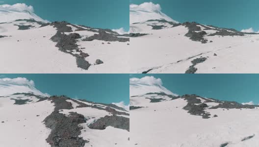 鸟瞰图美丽的自然雪山岩石山峰景色高清在线视频素材下载