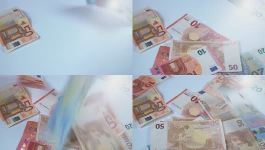欧元钞票下降高清在线视频素材下载