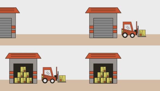 warehouse with forklift delivery service animation高清在线视频素材下载