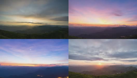 白天到晚上的拍摄:日落与多云的天空，时间流逝视频高清在线视频素材下载