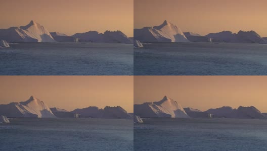 格陵兰岛日落上的北冰洋冰山高清在线视频素材下载