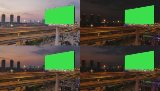 泰国曼谷高速公路上的广告牌。时间流逝。高清在线视频素材下载