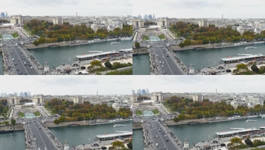 鸟瞰图塞纳河和特罗卡德罗在巴黎，法国高清在线视频素材下载