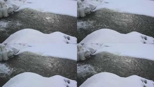 春天，俄罗斯新西伯利亚的布戈塔克河上的冰在融化高清在线视频素材下载