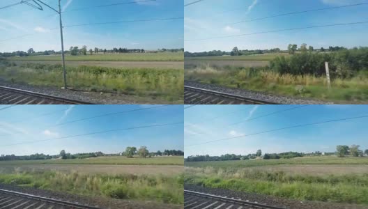从火车上看到的宁静的乡村高清在线视频素材下载