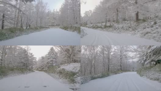 在日本长野的小原关口，冬季雪地行驶高清在线视频素材下载