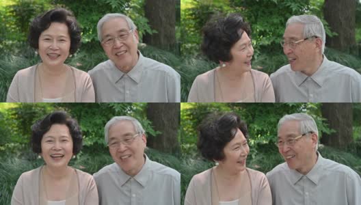 图为一对欢快的中国老年夫妇在户外高清在线视频素材下载