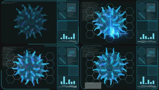 未来的数字监控研究计算机正在分析和处理阻止病毒。通过修改DNA来对抗各种病毒高清在线视频素材下载