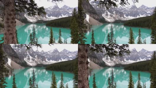6月日出的冰碛湖4K视频，班夫国家公园，加拿大高清在线视频素材下载