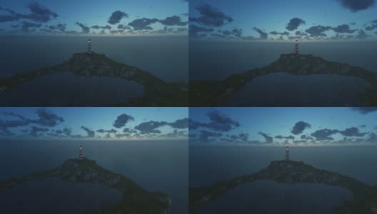 一个岛上有灯塔的摄像机高清在线视频素材下载