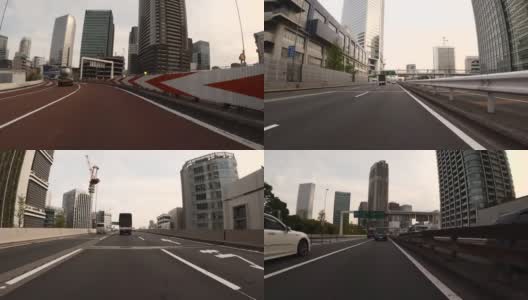 在高速公路上开车。车辆POV通过城市高速公路高清在线视频素材下载