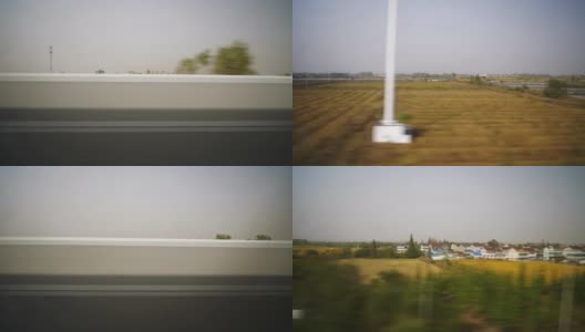 白天时间杭州城区火车公路旅行边窗pov全景4k中国高清在线视频素材下载