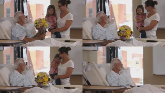 妇女和小女孩去医院看望老人高清在线视频素材下载