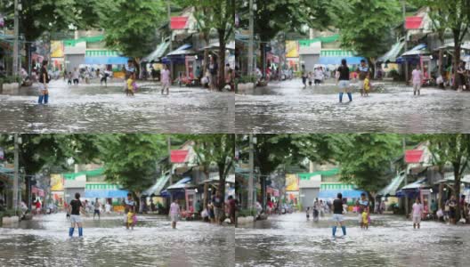 泰国曼谷街道被洪水淹没高清在线视频素材下载