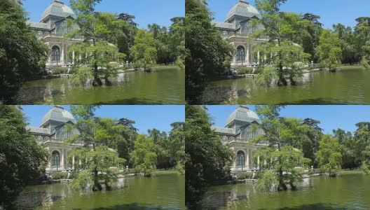 西班牙马德里雷蒂罗公园的水晶宫殿高清在线视频素材下载