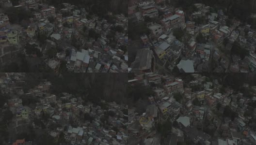 贫民窟空中天线:向后倾斜，俯瞰巴西里约热内卢的贫民窟高清在线视频素材下载