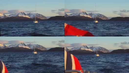 游艇上的挪威国旗高清在线视频素材下载