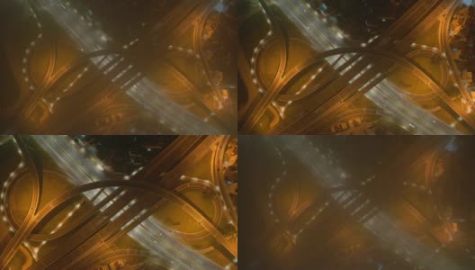 夜晚灯火通明珠海市交通街道路口高空俯仰全景4k中国高清在线视频素材下载