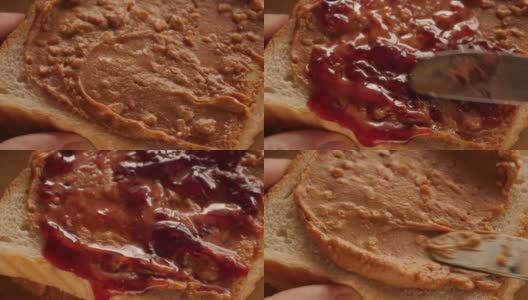 准备花生酱和果冻，果酱三明治高清在线视频素材下载