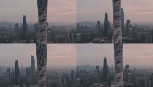 中国广州日出时的鸟瞰图。高清在线视频素材下载