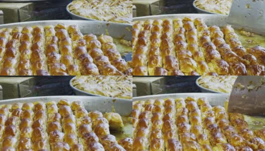 传统的土耳其甜饼果仁高清在线视频素材下载