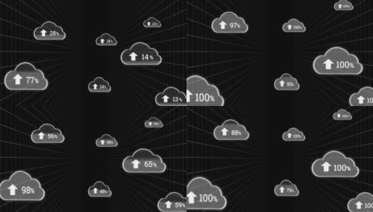 在黑色背景上，云的动画与不断增长的数量高清在线视频素材下载