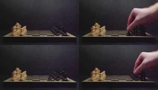 下棋的第一步棋高清在线视频素材下载