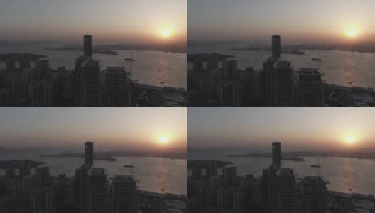 美丽的海滨城市夕阳高清在线视频素材下载
