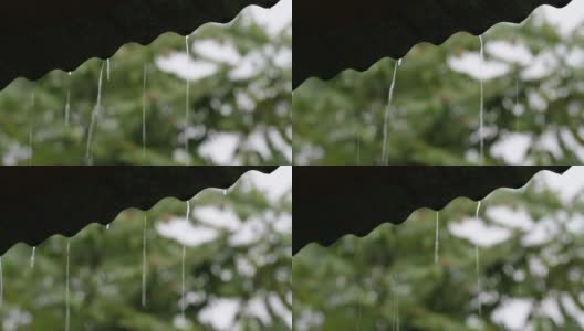 雨水从屋顶流下高清在线视频素材下载