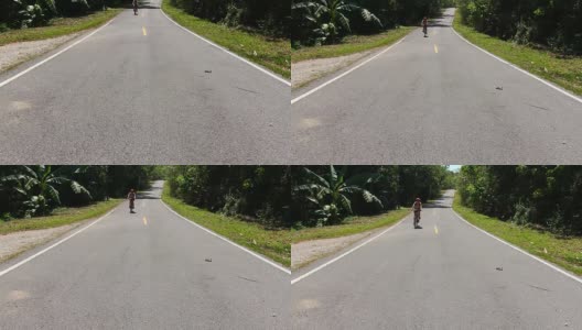 路上骑摩托车的女人高清在线视频素材下载