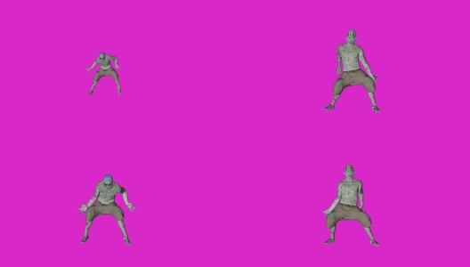 阿奇博尔德-跳舞僵尸角色动画在纯色背景高清在线视频素材下载